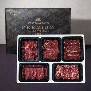 호주산 미국산 소고기 선물세트 5종 1kg 호주산 부채살 등심 미국산 갈비살 살치살 토