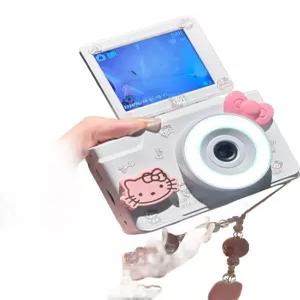 키티 ccd 고화질 여행용 플립 디지털카메라 조명 셀카