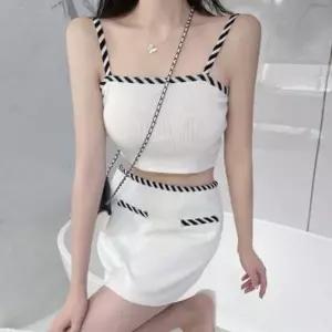 끈나시 크롭탑 나시탑 미니스커트 여름 투피스 세트