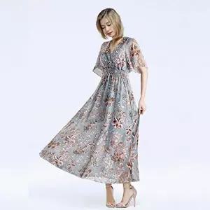 시원한 꽃무늬 패턴 롱기장 로맨틱 랩 원피스 (KYR-WFCF40D)