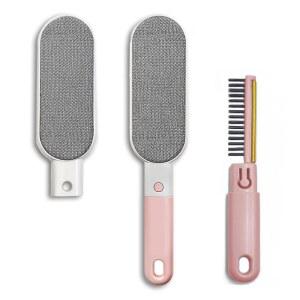 소파, 자동차, 가구용 VrythosNex u200B u200B u200B4-in-1 애완동물 털 제거기 - 분리 가능한 브러시, 보풀 브러시, 패브릭 면도기, 틈새 도구(핑크색)가 포함된 휴대용 개 고양이 털 제거 도구