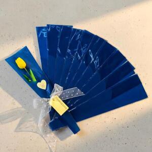 한송이 꽃 포장지 봉투 심플 튤립컷 블루 12.5x4x45 50장