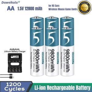 다웨이칼라AA 배터리 1.5V 리튬 이온 AA 충전식 9800mWh 원격 제어 마우스 소형 팬용