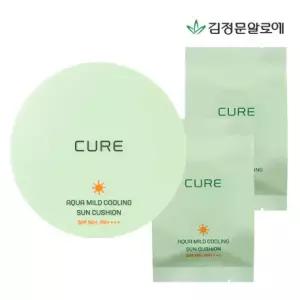 이지하우스 공식/쿠폰/사은품 김정문알로에 큐어 아쿠아 마일드 쿨링 선쿠션 25g 본품1개+리필2개 구성SET