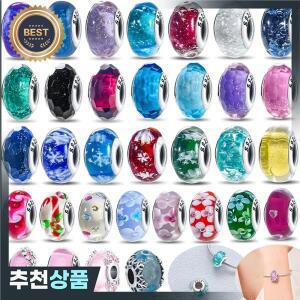 독특한 무라노 유리 구슬 나비 다채로운 별이 빛나는 하늘 비즈 맞는 팔찌 여성 Diy   쥬얼리