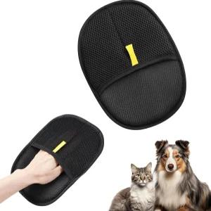 고양이와 개를 위한 시니르투 반려동물 털 제거 장갑 털을 정전기 브러시 업그레이드된 동물 도구(블랙