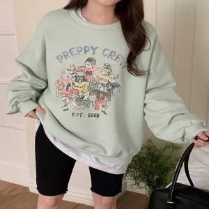 유레하 루즈핏 나염 맨투맨 86575 빅사이즈 여성의류