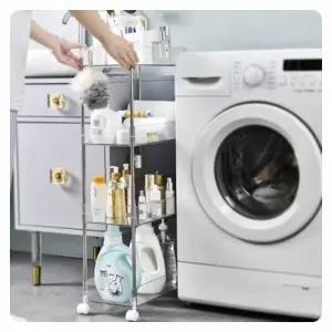 SR-M 투명 트롤리 이동식 틈새 선반 2단