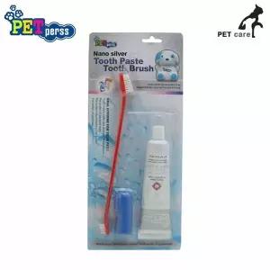 세트 펫퍼스 칫솔 치약 은銀나노 애견미용