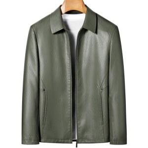 천연가죽원단 남성용 가죽 넥 재킷 슬림 소 스플릿 코트 블랙 그레이 패션 및 가을