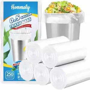 0.5갤런 250개 미니 클리어 쓰레기봉투 작고 튼튼한 데스크탑 쓰레기통용 작은 비닐봉투 욕실 쓰레기통
