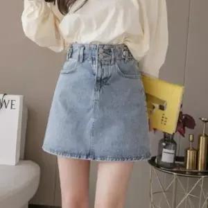 [하프클럽/]여성용 하이웨이스트 슬림핏 미니 청치마 봄 여름 스타일