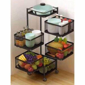 회전식 주방 카트 서랍 야채 2단 선반 보관 다층 웨건