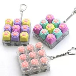 키보드 키링 키캡키링 클리커 딸깍이 열쇠고리 LED 키홀더 9구 고양이 발바닥 기계식 캐릭터 피젯 귀여운