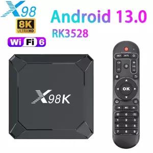구글 보이스 미디어 플레이어 스마트 TV X98K 안드로이드 13 와이파이 6 지지대 4K 8K 3D BT HDR10 5G Dua