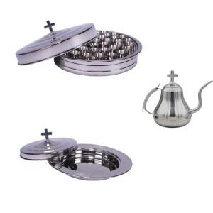 성찬기 세트 교회 성찬식 부활절 냄비 성찬용구 예배 주전자 스틸 40구ㅣ컵접시 그릇