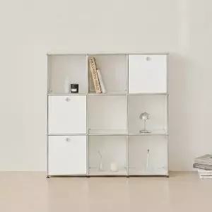 [포스트모던] 발렌 3X3 미드센츄리 모듈 책장 1200 3단 C3 (3도어)