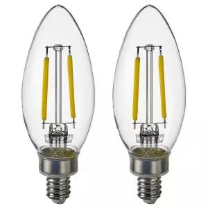 [이케아] SOLHETTA 솔헤타 LED 전구 E14 250루멘 샹들리에/투명 2개입 조명 램프 다마 전등