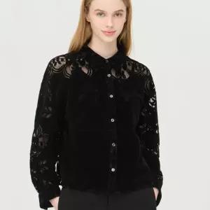 [롯데백화점]베네통 메쉬 블록 벨벳 블라우스 BABL91541