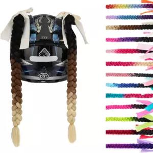 SEGO 1PCS/2PCS 헬멧 돼지꼬리 땋기 탈부착 가능한 흡입 컵 보닛 포니테일 헤어 다양한 색상 (헬멧 미포함)