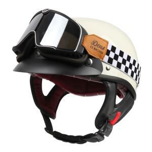 VGV 여름 하프 헬멧 오픈 페이스 오토바이 헬멧 고글 빈티지 크루저 스쿠터 스케이트 보드 남자 여자 올 시