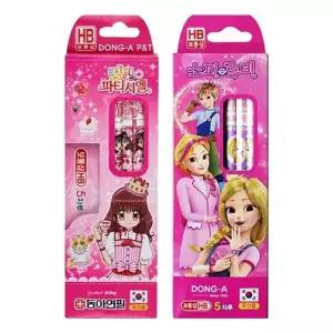 동아 연필 HB 5본입 여아용 캐릭터랜덤 (12개입)