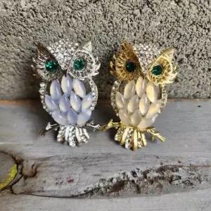 부엉이 브로치 여성 큐빅 팔각 브로치 금전운 옷핀 작은선물 스승의날 풍수 풍수소품