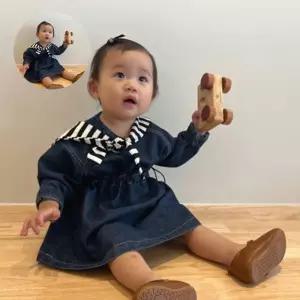 아동 숄스트링 데님 여아원피스 205216 긴팔 청 여아