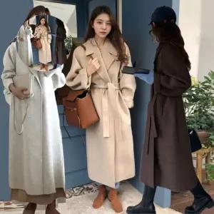(제스트)허리끈 여성 롱 겨울패션 데이트룩 세련룩 모직코트