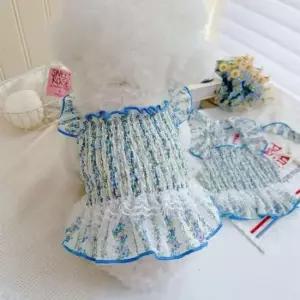 [반려] 애견 플라워 원피스+머리핀 강아지 여름옷 애견옷 펫용품 반려 동물 치마 강아지옷