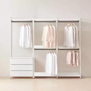 동서가구 시몬 시스템 철제 드레스룸 2400 3단 서랍장 행거 세트 DF924844