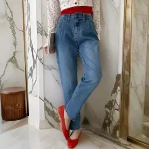 여성 밑단커팅 일자 스판 데님 청바지