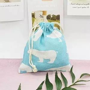 린넨 파우치 파란곰 소 여행 구급약 화장품 캐리어-WECB337