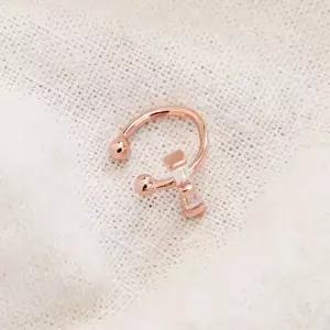 [미니아트]14KGP 시엘로 귀찌 로즈골드 데일리 큐빅 리본 링 이어커프