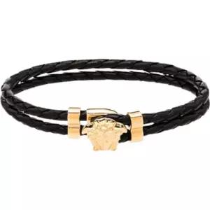 [베르사체] 메두사 골드 블랙 가죽 팔찌 136143740