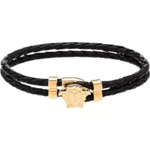 [베르사체][명품] 베르사체 DG05579 DMTN D41O 메두사 골드 블랙 가죽 팔찌