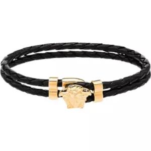 [베르사체] DG05579 DMTN D41O 메두사 골드 블랙 가죽 팔찌