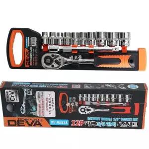 DEVA 3/8인치 라쳇복스세트 12P/복스알 깔깔이 연결대 복스세트 깔깔이세트 육각복스 복스알 레쳇세트