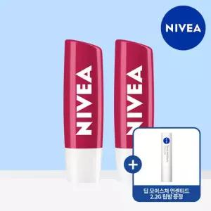 [2/24 5%더블]니베아 립케어 체리 샤인 4.8g 2개 (+ 딥 모이스처 언센티드 2.2g 립밤 증정)