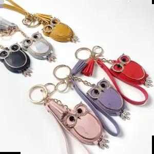 레더체인 쥬얼 부엉이 레더 스트랩 테슬 키홀더 키체인 6Colors