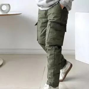 일복 카고형 방한 조거방풍바지 남자패딩바지 패딩슬랙스 한파 기모 현장 겨울