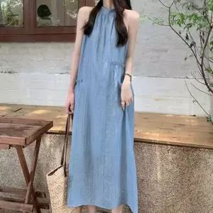 홀터넥 민소매 여성 여름 롱 원피스 꾸안꾸 데이트룩 여성예쁜원피스