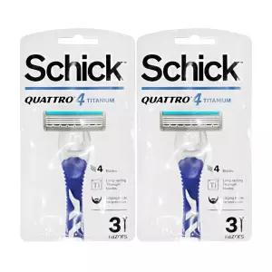 엘지 쉬크 휴대용 면도기 퀘트로4 티타늄 3입 2개 일회용면도기