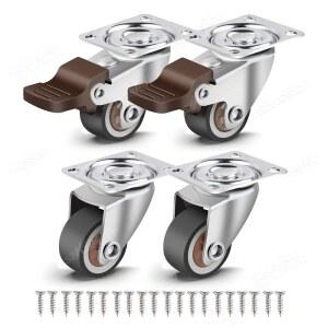 1-2 인치 캐스터 헤비 듀티 가구 캐비닛 용 4 개의 고무 소형 휠 세트 미니 소음 없음 부드러운 회전