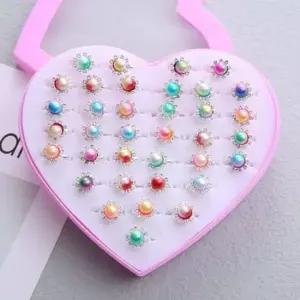 그라데이션 하트케이스 큐빅 진주 반지 보석 36개 세