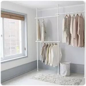 고품질 행거 옷걸이 38mm)옷걸이 기둥식 약 3단 드레스룸정리 행거(봉지름 시스템행거 옷걸이행거 WFIPAMB