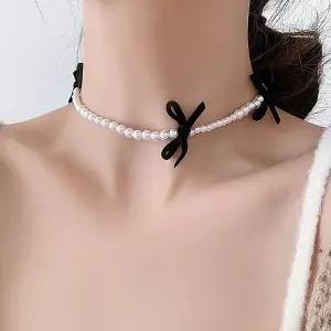 여자 벨벳 플랫 리본 초커 데일리 넥포인트 여성드레시초커