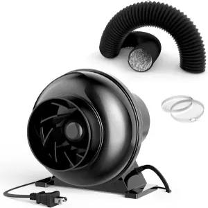인피니파워 온실 환기 장비 4인치 230 CFM 인라인 팬 8피트 블랙 덕트 그로우 텐트 시스템 키트 온실용