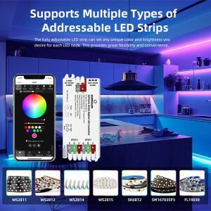 DOMRAEM ESP8266 WLED USBC 주소 지정 가능 컨트롤러는 WS2811/12/12B/13/14/15/05Digital 스트립 삼색 클