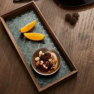 유리쟁반 엔틱 플라워 유리트레이(30x14cm) (월넛) 나무쟁반